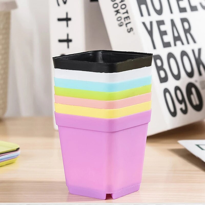 10 ΤΕΜ. Μίνι κηπουρικής Μικρή τετράγωνη γλάστρα Επτά χρωμάτων Γλάστρα χυμώδη Μικρή μαύρη τετράγωνη πλαστική γλάστρα Δίσκος σπορόφυτων TMZ