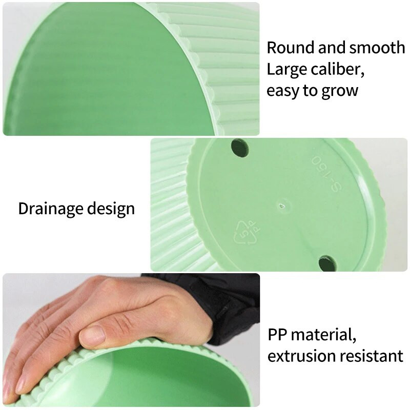 Ghiveci de flori din plastic Ghiveci pentru plante suculente cu tavă Mărar verde rotund, strat dublu, ghiveci de flori pentru birou, acasă, pentru birou