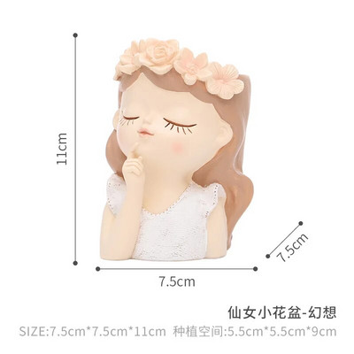 Παχύφυτα Planters Γλάστρες Κάκτος Φυτό Γλάστρα Lovely Girl Head Bonsai Planter Pots Διακοσμητικά με τρύπα αποστράγγισης Τραπεζάκι διακόσμηση
