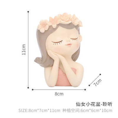 Παχύφυτα Planters Γλάστρες Κάκτος Φυτό Γλάστρα Lovely Girl Head Bonsai Planter Pots Διακοσμητικά με τρύπα αποστράγγισης Τραπεζάκι διακόσμηση