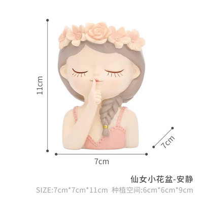 Παχύφυτα Planters Γλάστρες Κάκτος Φυτό Γλάστρα Lovely Girl Head Bonsai Planter Pots Διακοσμητικά με τρύπα αποστράγγισης Τραπεζάκι διακόσμηση