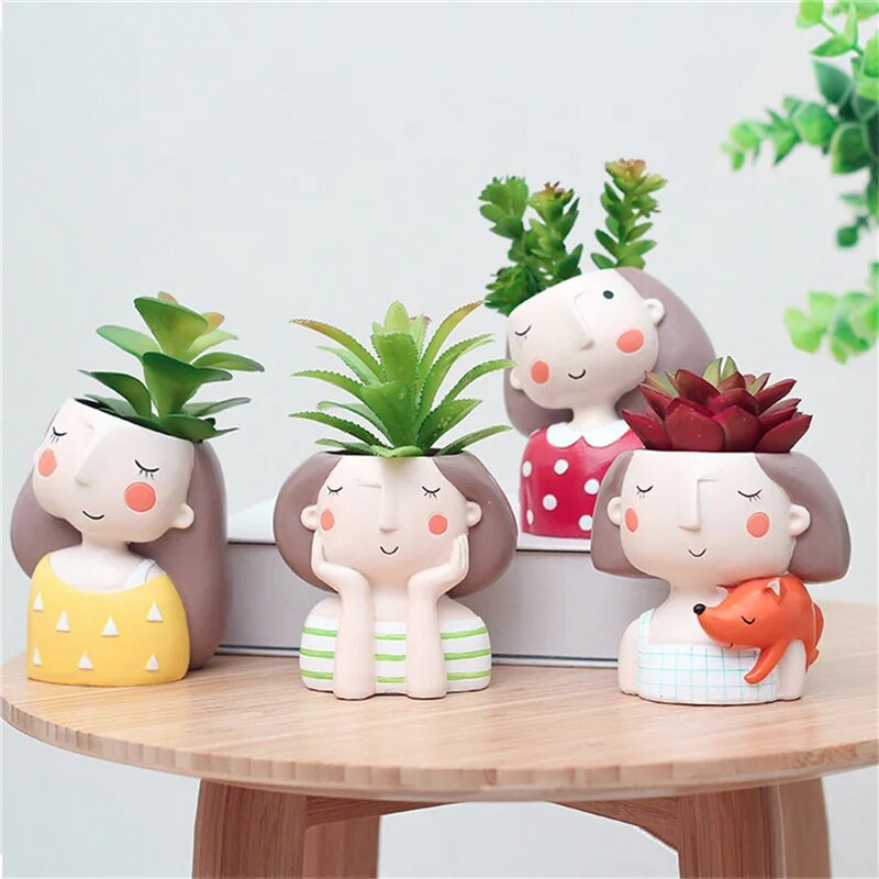 Sadilice za sukulente Posude za cvijeće Posude za kaktuse Posude za biljke s ljupkom djevojkom Glava bonsaija Posude za žardinjere Ukrasi s rupom za drenažu Ukras za stol