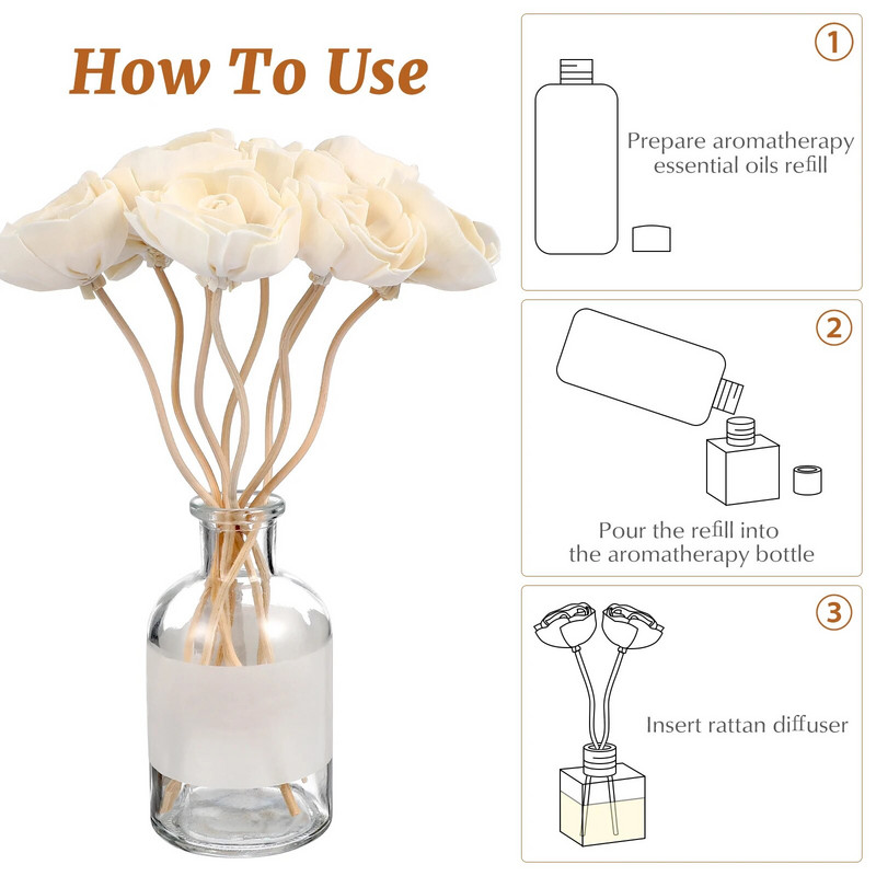 8 tk kunstlillede rotangist pilliroo lõhnaaine aroomihajuti täitepulk DIY lilledega hajutipulgad