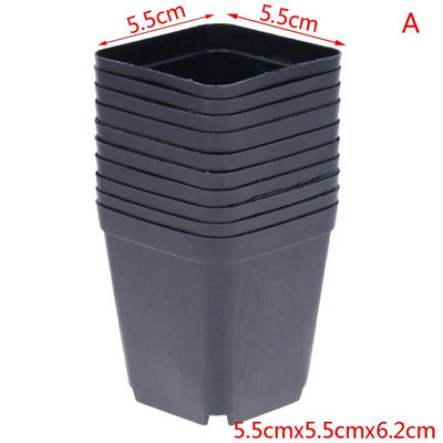 10db Fekete színű virágcserepek Ültetőgépek Cserepes tálcák Műanyag edények Kreatív kis négyzet alakú cserepek zamatos növényekhez 7x7cm 5,5x5,5 cm