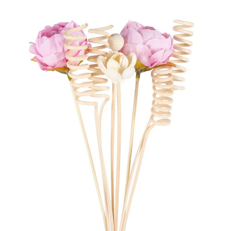 Lychee Life 8Pcs Multi Petal Pink Rose Fireless Aroma Vine Combination Aromatherapy Rattan Stick Difuzor mirisa Home Decor