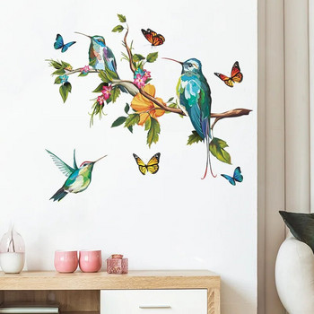 3D многоцветни пеперуди и птици Подвижни стикери за стена Декорация Стенопис за всекидневна Самозалепващи се тапети Декорация на дома