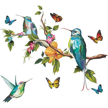 3D πολύχρωμες πεταλούδες και πουλιά Αφαιρούμενα αυτοκόλλητα τοίχου Διακόσμηση σαλονιού Τοιχογραφία Αυτοκόλλητη ταπετσαρία διακόσμηση σπιτιού