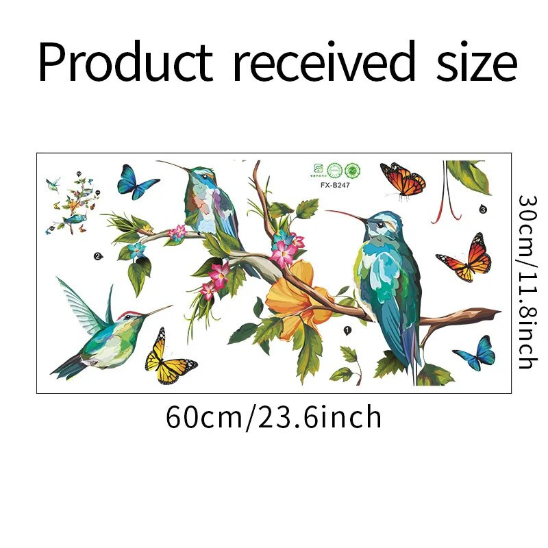 3D įvairiaspalviai drugeliai ir paukščiai Nuimami sienų lipdukai Svetainės apdaila Lipni tapetai Namų dekoras