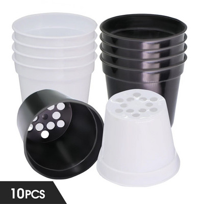 10 KOM 5,5x6,5 cm crno-bijele plastične podebljane lončanice sadnica sadnica rasadnik drenažna rupa bonsai unutarnji staklenik na otvorenom