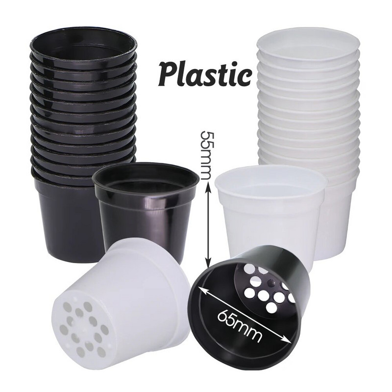 10 KOM 5,5x6,5 cm crno-bijele plastične podebljane lončanice sadnica sadnica rasadnik drenažna rupa bonsai unutarnji staklenik na otvorenom