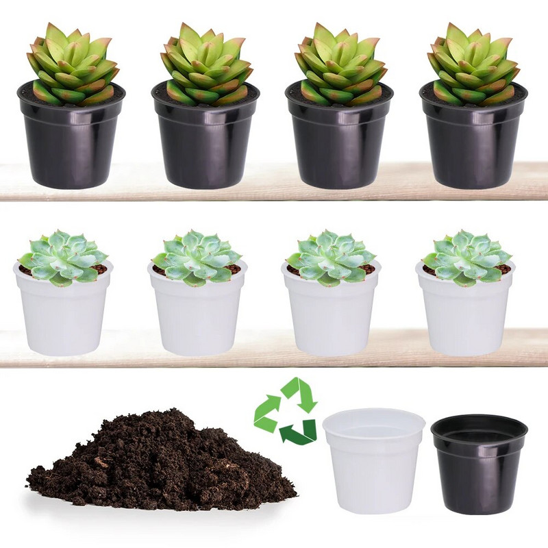 10 KOM 5,5x6,5 cm crno-bijele plastične podebljane lončanice sadnica sadnica rasadnik drenažna rupa bonsai unutarnji staklenik na otvorenom
