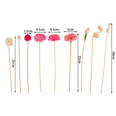 9PCS Red No Fire Štapići za raspršivač mirisa od trske od ratana Raspršivač mirisa za kućni vrt Sobni ukras s aromatičnim tamjanom