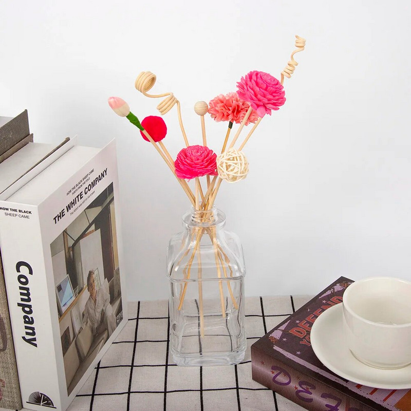 9PCS Red No Fire Štapići za raspršivač mirisa od trske od ratana Raspršivač mirisa za kućni vrt Sobni ukras s aromatičnim tamjanom