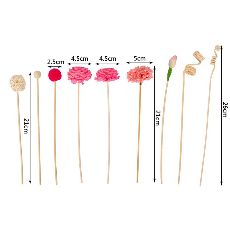 9PCS Red No Fire Štapići za raspršivač mirisa od trske od ratana Raspršivač mirisa za kućni vrt Sobni ukras s aromatičnim tamjanom