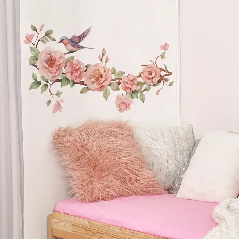Gėlių šakos Paukščiai Miegamasis Svetainė Studija Namų apdaila Sienų lipdukai Didmeninė prekyba Lipnios Pegatinas De Pared