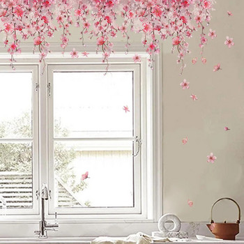 Ροζ λουλούδι Αυτοκόλλητο τοίχου Αυτοκόλλητα Αυτοκόλλητα Παράθυρο Διακόσμηση σπιτιού Μωρό Κοριτσάκι Κρεβατοκάμαρα λουλούδια Τοιχογραφία Αυτοκόλλητη ταπετσαρία βινυλίου