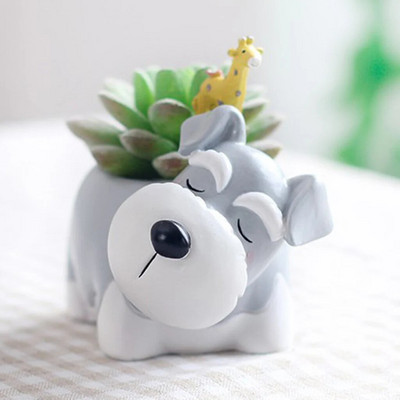 Саксия за саксия за сукулентни кактуси със смола анимационно куче, декоративна поставка за градински цветя