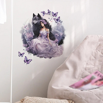 Νέο αυτοκόλλητο τοίχου Princess Wolf Girl Δωμάτιο για κορίτσι Λουλούδι Πεταλούδα Αυτοκόλλητο τοίχου Υπνοδωμάτιο Διακόσμηση βρεφικού δωματίου Διακόσμηση σπιτιού σαλονιού