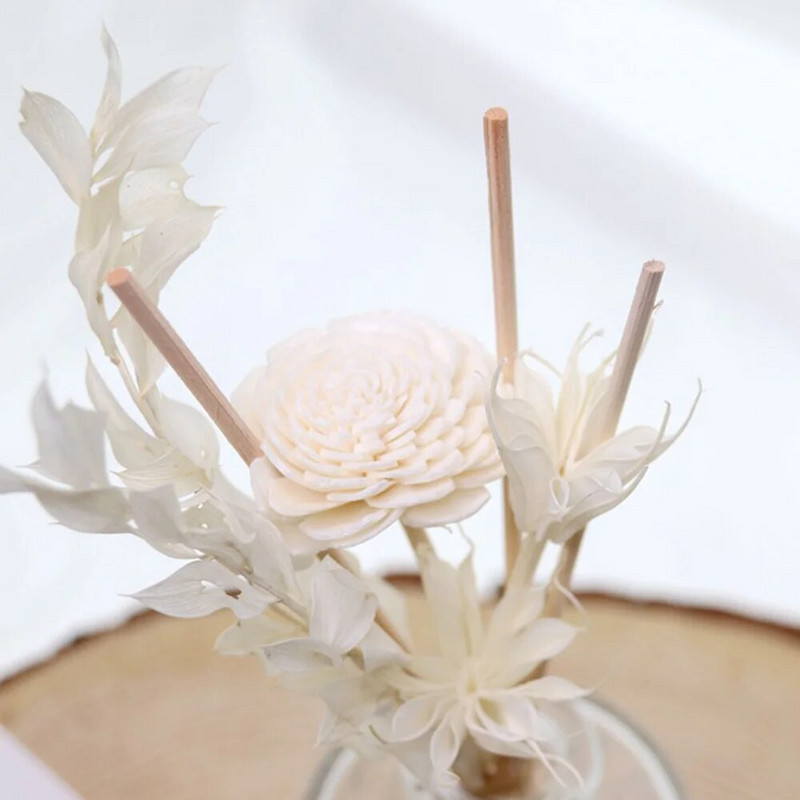 NAUJI 8 Vnt. baltos gėlės ugnies kvapo difuzoriaus lazdelė Dirbtinės gėlės rotango nendrių lazdelės „pasidaryk pats“ papuošalai namų dekoravimui