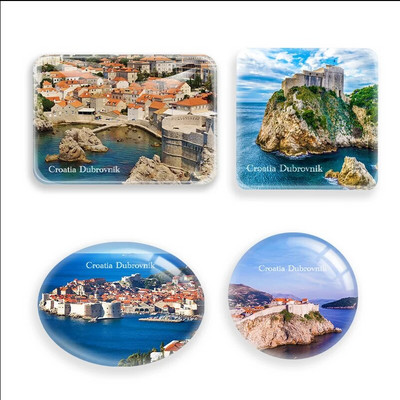 Horvátország Dubrovnik kastély Tájkép Hűtőmágnes gyönyörű tájak Hűtőmágnesek Nyaralás emléktárgyak turistaajándék