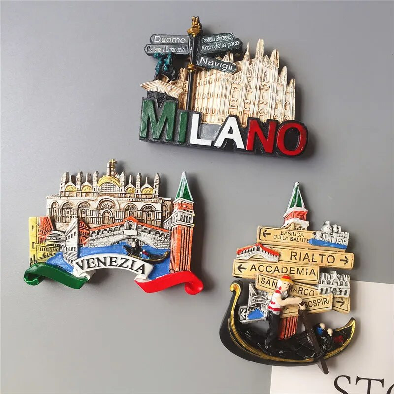 Euroopa suveniirkülmikumagnetid Milano, Veneetsia, Itaalia Euroopa stereovaigumagnetiga kodukaunistus