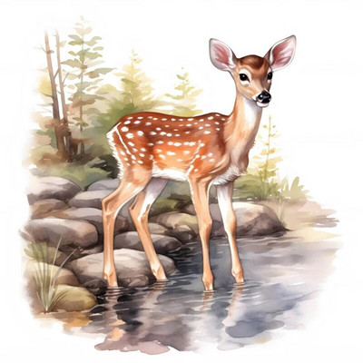 C400#Slatki jelen zidna naljepnica Pozadina dječje sobe Mural za uređenje doma Tapeta za dnevnu sobu Smiješna naljepnica