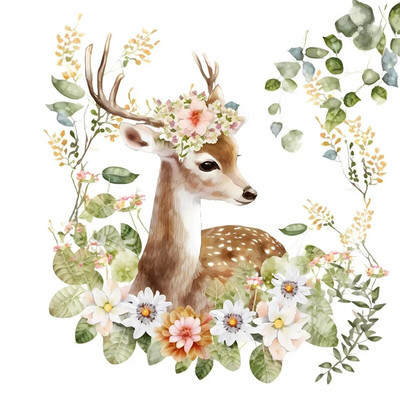 C400#Slatki jelen zidna naljepnica Pozadina dječje sobe Mural za uređenje doma Tapeta za dnevnu sobu Smiješna naljepnica