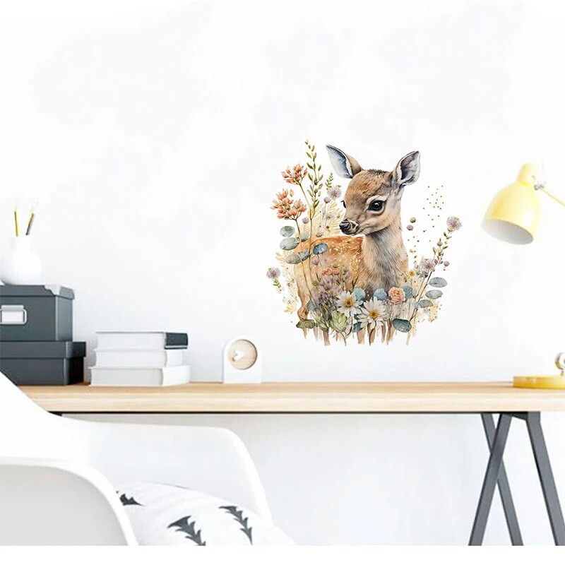 C400#Slatki jelen zidna naljepnica Pozadina dječje sobe Mural za uređenje doma Tapeta za dnevnu sobu Smiješna naljepnica