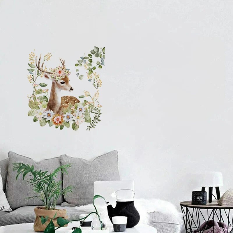 C400#Slatki jelen zidna naljepnica Pozadina dječje sobe Mural za uređenje doma Tapeta za dnevnu sobu Smiješna naljepnica