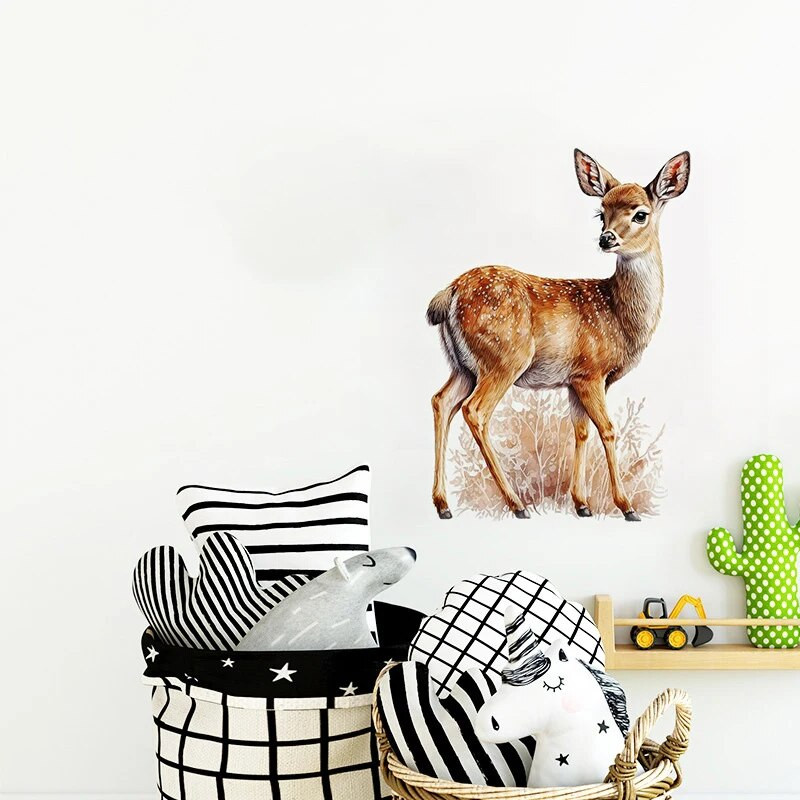 C400#Slatki jelen zidna naljepnica Pozadina dječje sobe Mural za uređenje doma Tapeta za dnevnu sobu Smiješna naljepnica