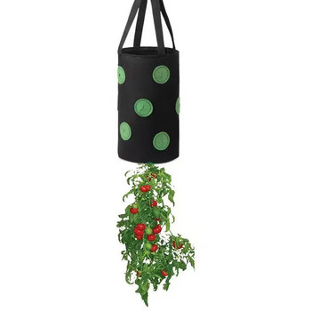 Мултифункционална филцова торбичка с 13 дупки, висяща чанта за отглеждане на домати, сеялка, чанти за отглеждане на цветя, зеленчуци, ягоди, саксия за градински растения