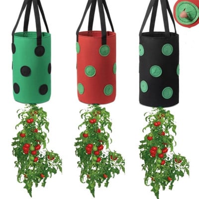 Мултифункционална филцова торбичка с 13 дупки, висяща чанта за отглеждане на домати, сеялка, чанти за отглеждане на цветя, зеленчуци, ягоди, саксия за градински растения