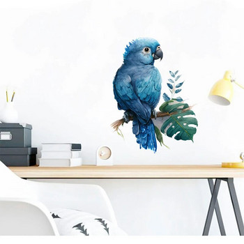 C230# Син папагал, птица, стикер за стена, животно, баня, тоалетна, хол, шкаф, хладилник, стикери за декорация на дома