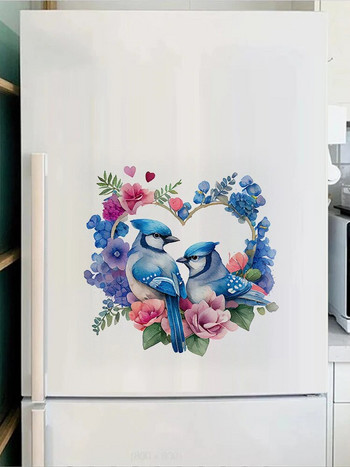 C230# Αυτοκόλλητο τοίχου Μπλε Παπαγάλος Πουλί Διακόσμηση Τουαλέτας Μπάνιου Ζώων Ντουλάπα σαλονιού Ψυγείο Διακοσμητικά Χαλκομανίες