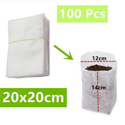 100 vnt daigyno maišeliai Biologiškai skaidūs neaustiniai augalų daigynų krepšiai Audiniai sodinukų vazonai maišeliai augalų maišeliai Namų sodo reikmenys