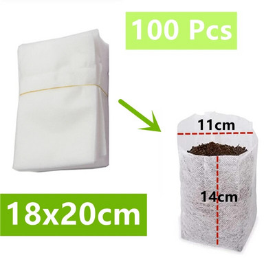 100 vnt daigyno maišeliai Biologiškai skaidūs neaustiniai augalų daigynų krepšiai Audiniai sodinukų vazonai maišeliai augalų maišeliai Namų sodo reikmenys