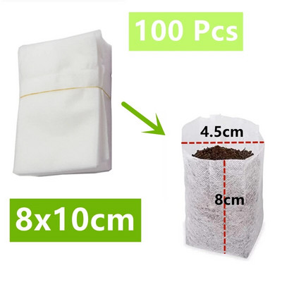 100 vnt daigyno maišeliai Biologiškai skaidūs neaustiniai augalų daigynų krepšiai Audiniai sodinukų vazonai maišeliai augalų maišeliai Namų sodo reikmenys