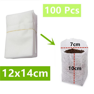 100 vnt daigyno maišeliai Biologiškai skaidūs neaustiniai augalų daigynų krepšiai Audiniai sodinukų vazonai maišeliai augalų maišeliai Namų sodo reikmenys