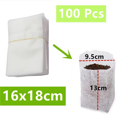 100 vnt daigyno maišeliai Biologiškai skaidūs neaustiniai augalų daigynų krepšiai Audiniai sodinukų vazonai maišeliai augalų maišeliai Namų sodo reikmenys