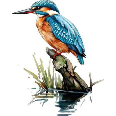 Three Ratels QN16 Akvarele, rankomis dažytas smaragdinis paukščio meno lipdukas, atsparus vandeniui, lipnus