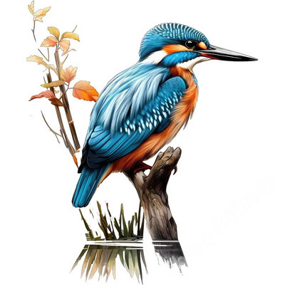 Three Ratels QN16 Akvarele, rankomis dažytas smaragdinis paukščio meno lipdukas, atsparus vandeniui, lipnus