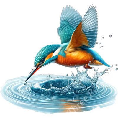 Three Ratels QN16 Akvarele, rankomis dažytas smaragdinis paukščio meno lipdukas, atsparus vandeniui, lipnus