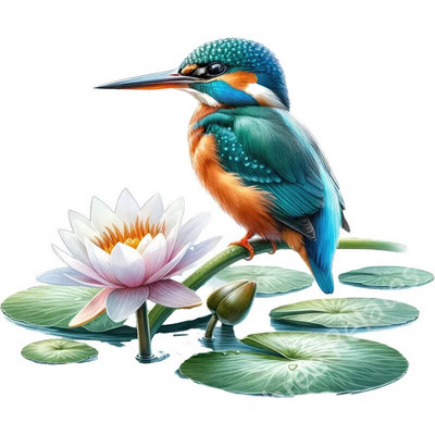 Three Ratels QN16 Akvarele, rankomis dažytas smaragdinis paukščio meno lipdukas, atsparus vandeniui, lipnus