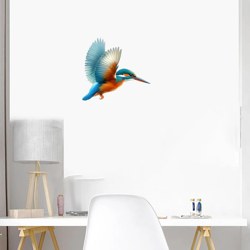 Three Ratels QN16 Akvarele, rankomis dažytas smaragdinis paukščio meno lipdukas, atsparus vandeniui, lipnus