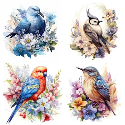 C70# Various watercolor bird wall stickers children`s room background home decoration mural living room wallpaper funny decals