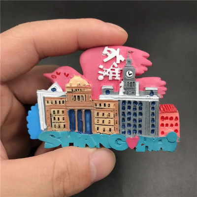 Slatki crtani film SHANGHAI Kina 3D Magnet Hladnjak Yuyuan Oriental Pearl City Temple Temple Bund Nanjing Road Hladnjak Magnet Suvenir