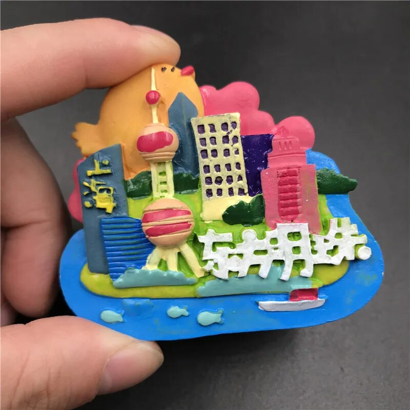Slatki crtani film SHANGHAI Kina 3D Magnet Hladnjak Yuyuan Oriental Pearl City Temple Temple Bund Nanjing Road Hladnjak Magnet Suvenir