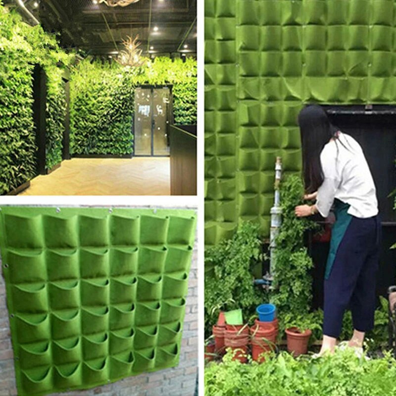 Falra akasztható ültetési táskák 9/18 zsebek Zöld termesztőtáska Ültetőgép Függőleges kerti zöldséglakás otthoni kellékek