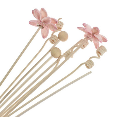 9PCS Pink Flowers Lotus Rattan Reed Diffuser Fragrance Sticks Artificial Flowers Rattan Stick Diy Ornaments Home Decor