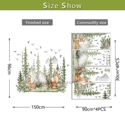 Šumske životinje jelen medvjed zidne naljepnice za dječje sobe zidne naljepnice za uređenje sobe crtane životinje murali stabla
